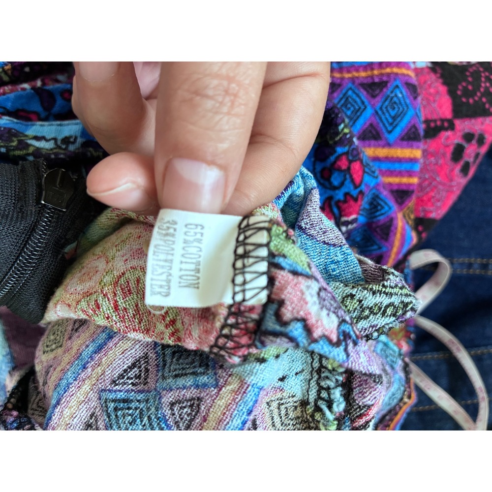 Unbranded Patchwork Overalls Womens Medium Purple Blue Boho Paisley Jumpsuit - Picture 3 of 8